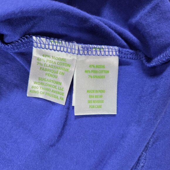 Lilly Pulitzer Top Womens Medium Blue Finn V Neck Shade Seekers Preppy Beachy - Picture 4 of 8